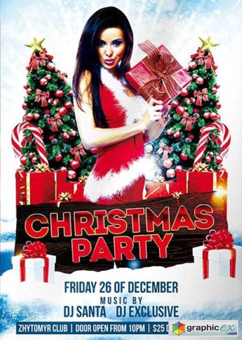  Christmas New Year X-mas Night Party Flyer PSD V2 Template 