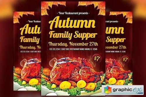 Autumn Family Supper Flyer Template 