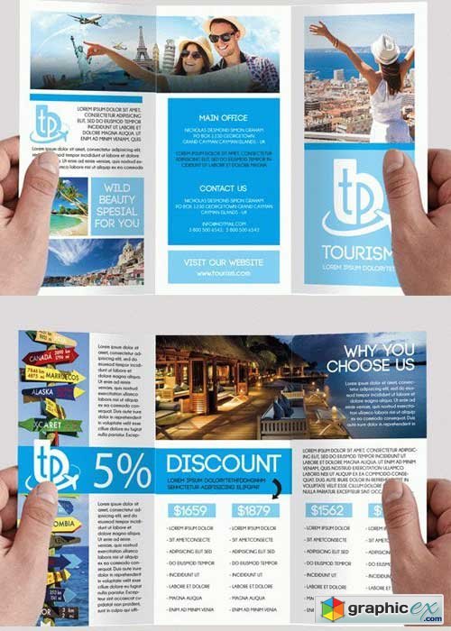  Tourism V1 PSD Tri-Fold PSD Brochure Template 