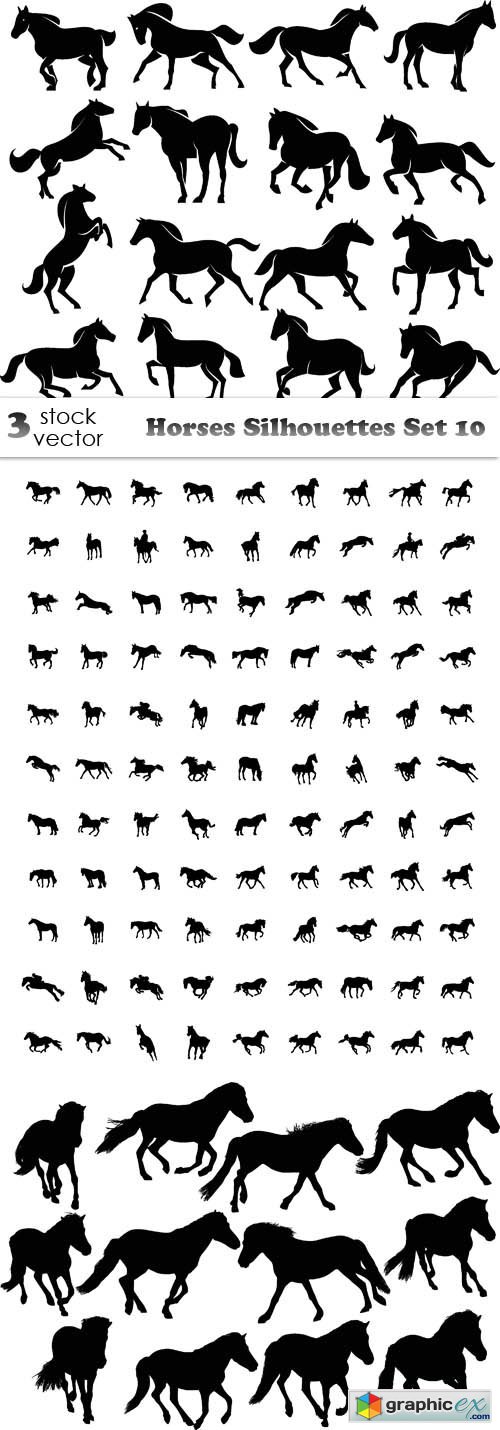 Horses Silhouettes Set 10