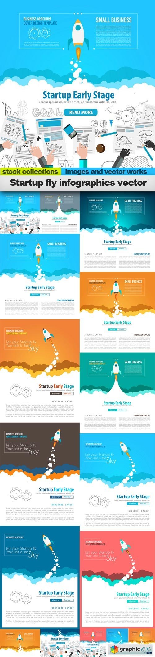 Startup fly infographics vector, 15 x EPS
