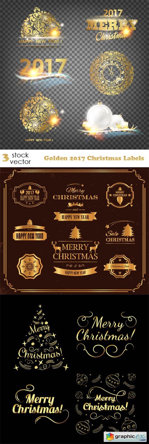 Golden 2017 Christmas Labels