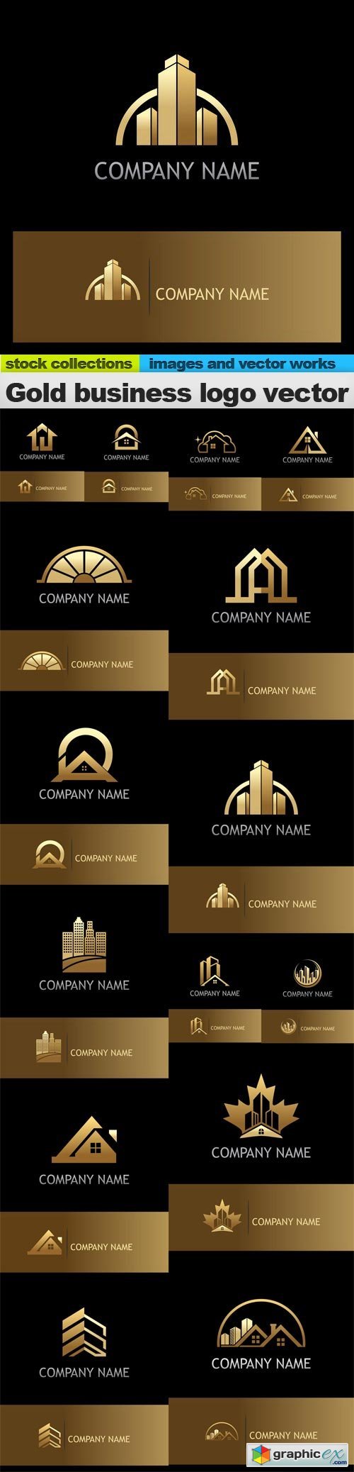 Gold business logo vector, 15 x EPS