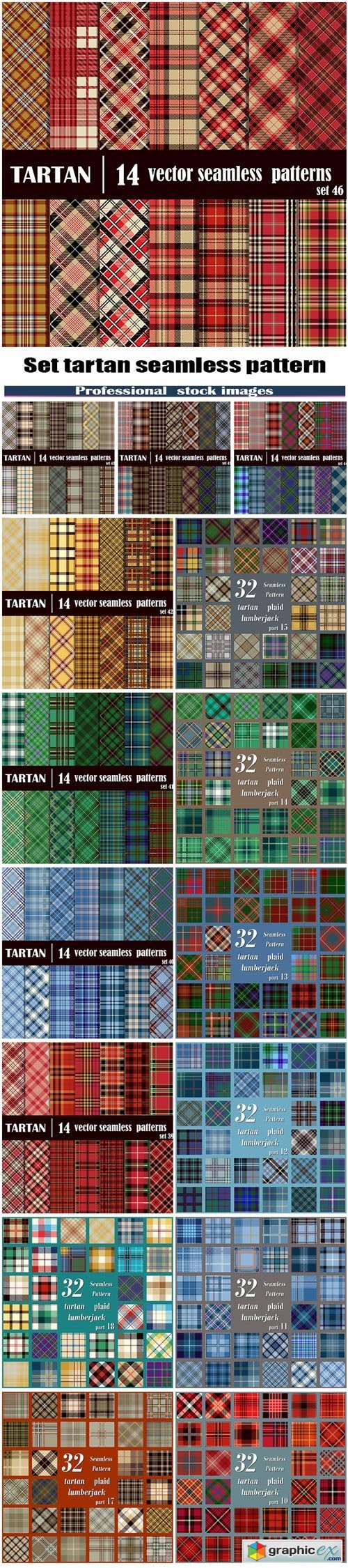 Set tartan seamless pattern