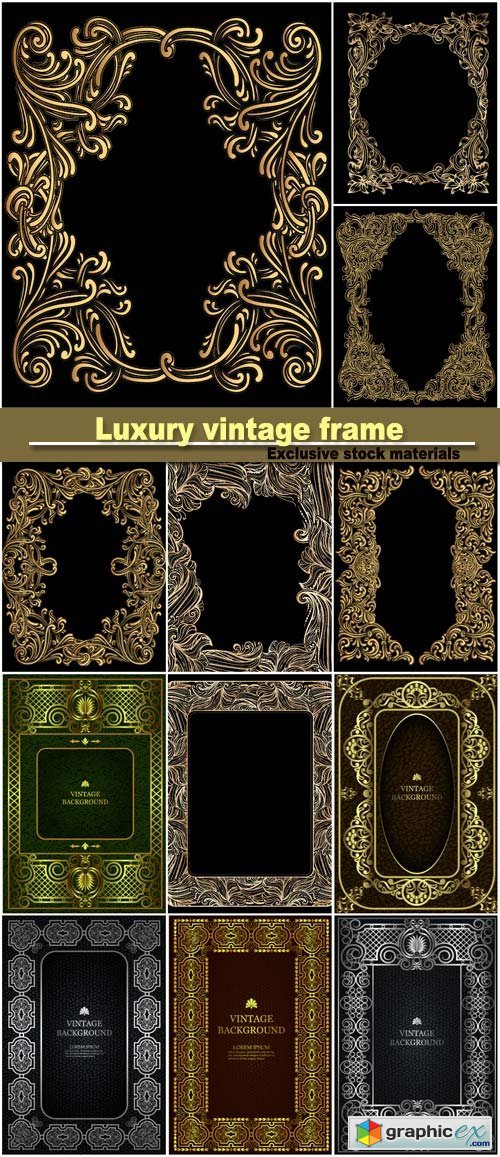 Luxury vintage border in the baroque style with gold floral pattern frame