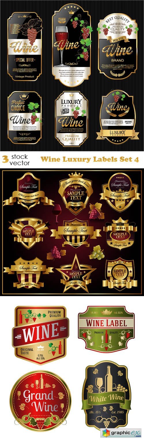 Wine Luxury Labels Set 4