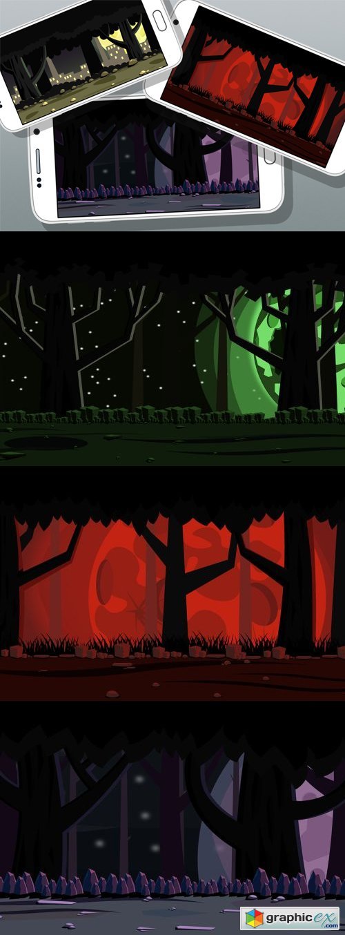 7 Night Forest Game Backgrounds