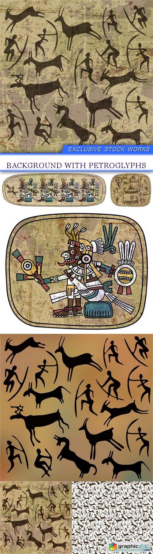 Background with petroglyphs 6X EPS