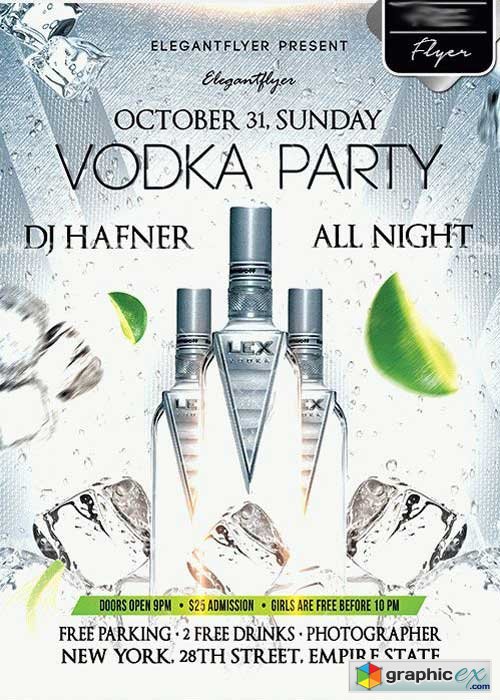  Vodka party Flyer PSD V3 Template + Facebook Cover 