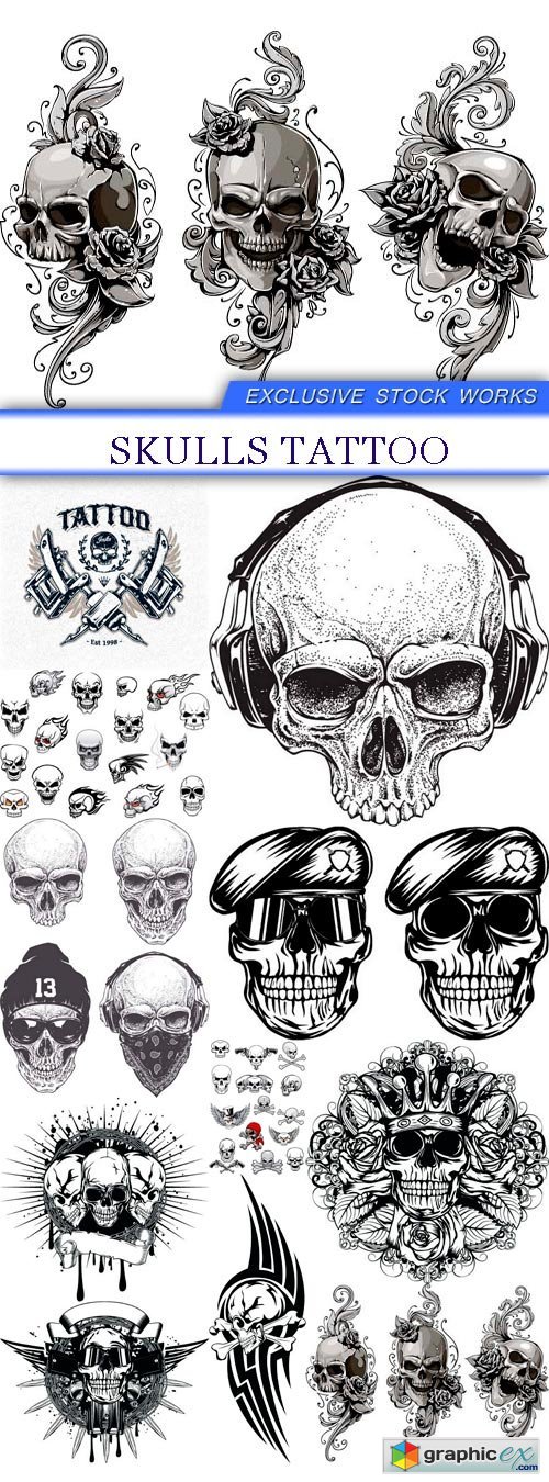 Skulls tattoo 11X JPEG