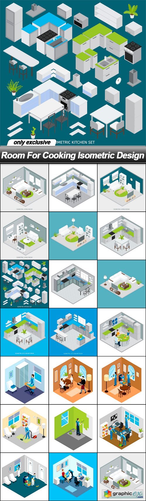 Room For Cooking Isometric Design - 20 EPS