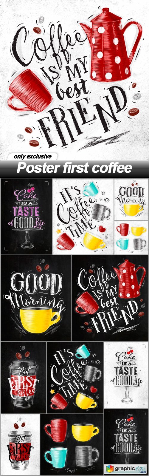 Poster first coffee - 13 EPS