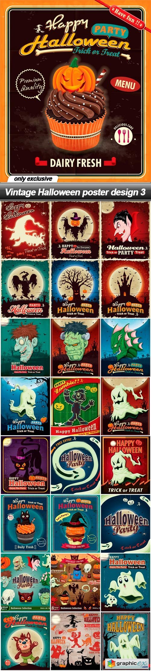 Vintage Halloween poster design 3 - 25 EPS