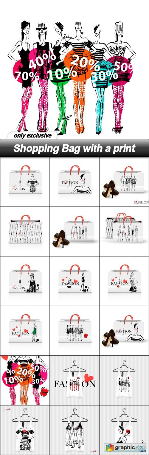 Shopping Bag with a print - 19 EPS