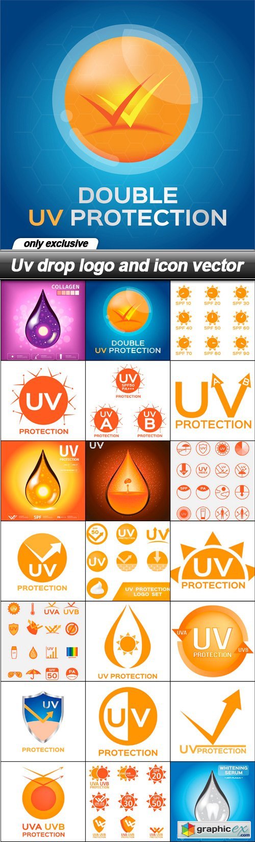 Uv drop logo and icon vector - 21 EPS