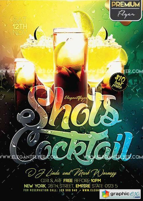  Shots Cocktail V12 Flyer PSD Template + Facebook Cover 