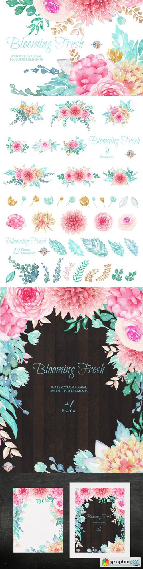 Blooming Fresh Watercolor Clipart