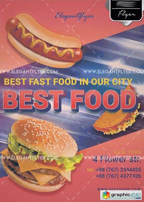 Best Food V5 Flyer PSD Template + Facebook cover