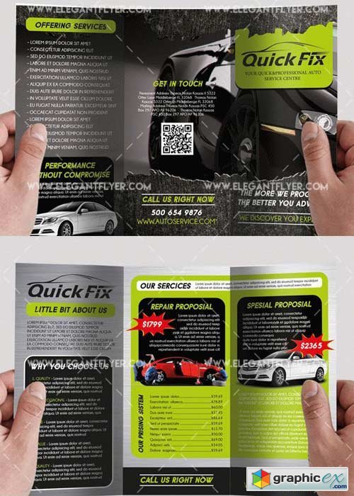 Auto services V4 Premium Tri-Fold PSD Brochure Template