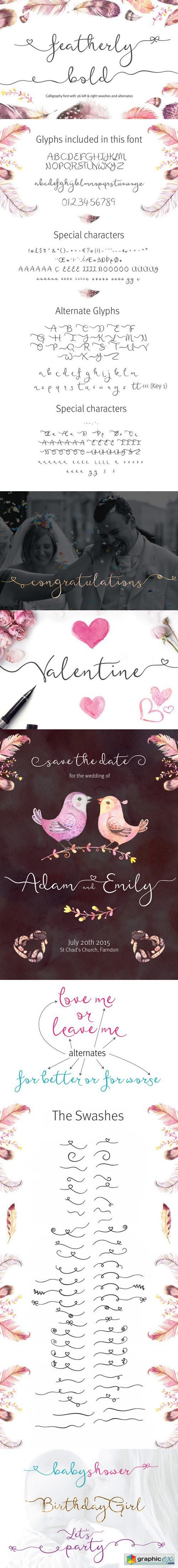 Featherly Bold - wedding swash font Updated