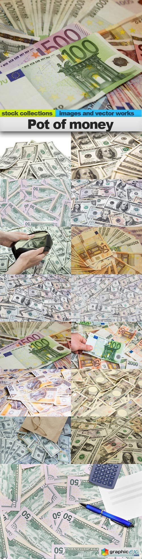 Pot of money, 15 x UHQ JPEG