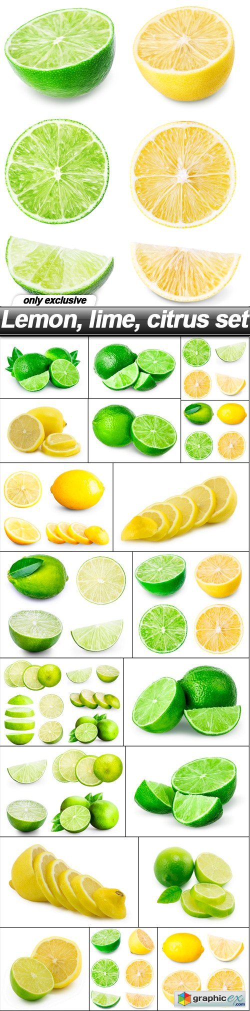Lemon, lime, citrus set - 20 UHQ JPEG