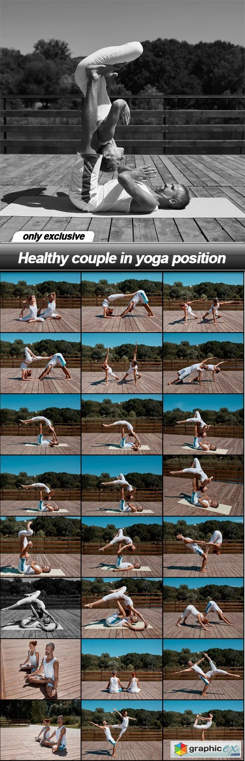 Healthy couple in yoga position - 25 UHQ JPEG