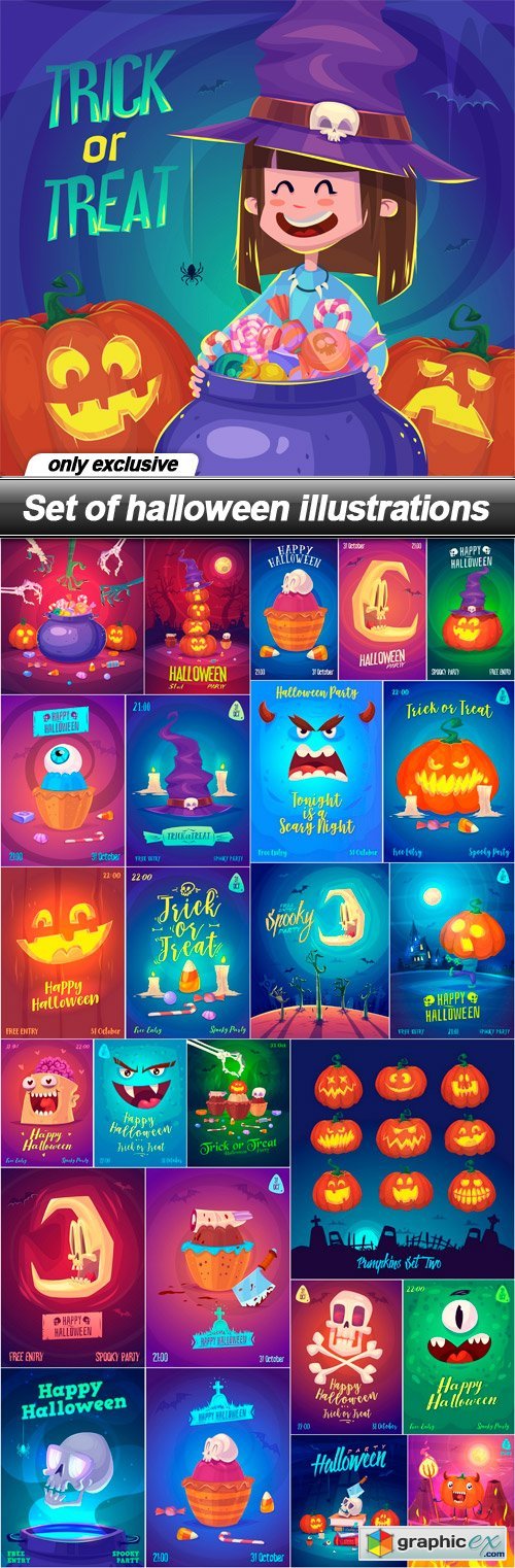 Set of halloween illustrations - 17 EPS