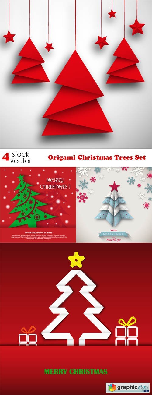 Origami Christmas Trees Set