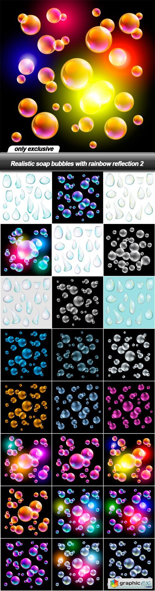 Realistic soap bubbles with rainbow reflection 2 - 25 EPS