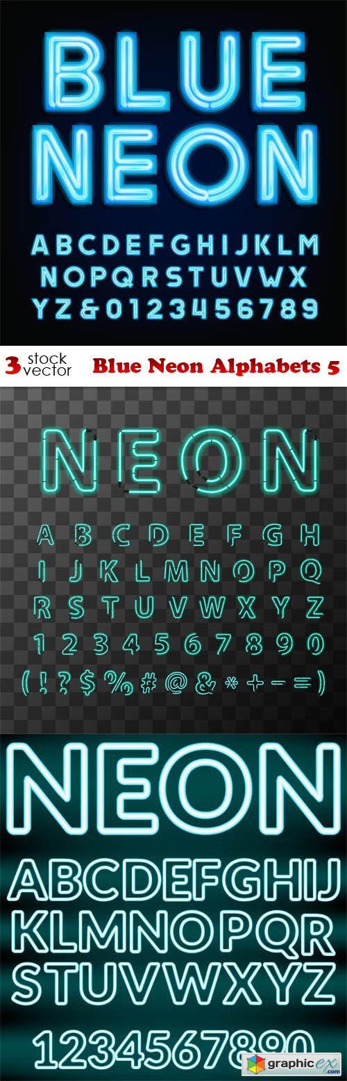 Blue Neon Alphabets 5