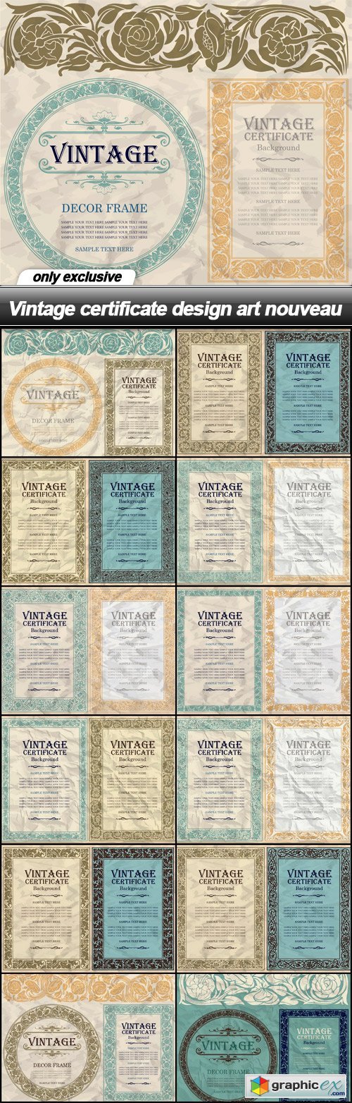 Vintage certificate design art nouveau - 13 EPS