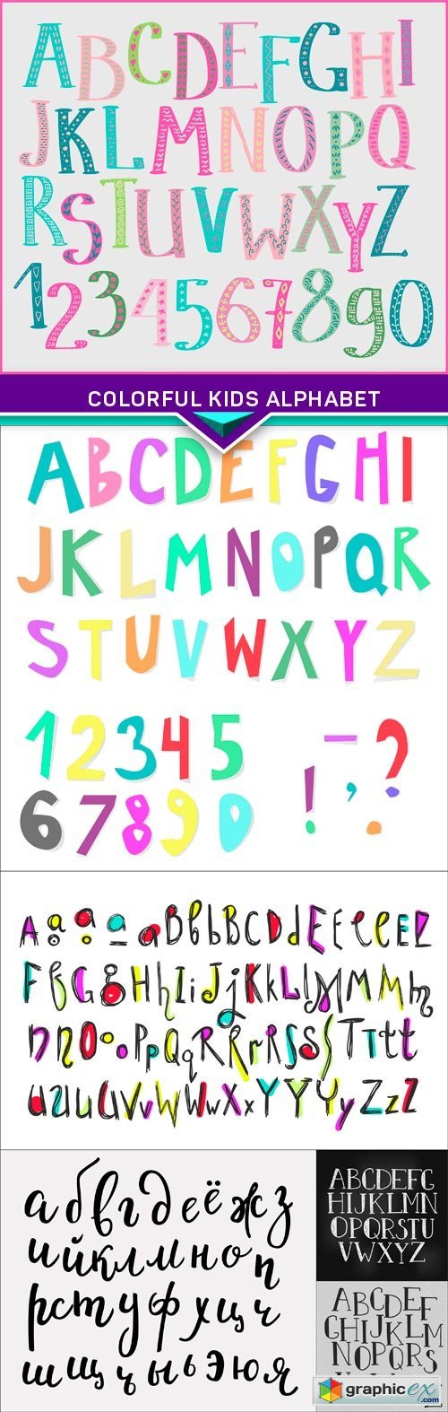 Colorful kids alphabet 6X EPS