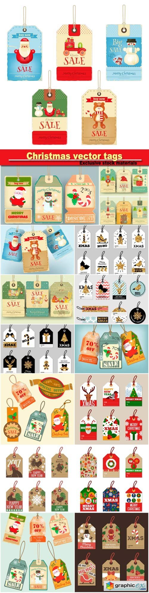 Set of Christmas and New Year tag vector