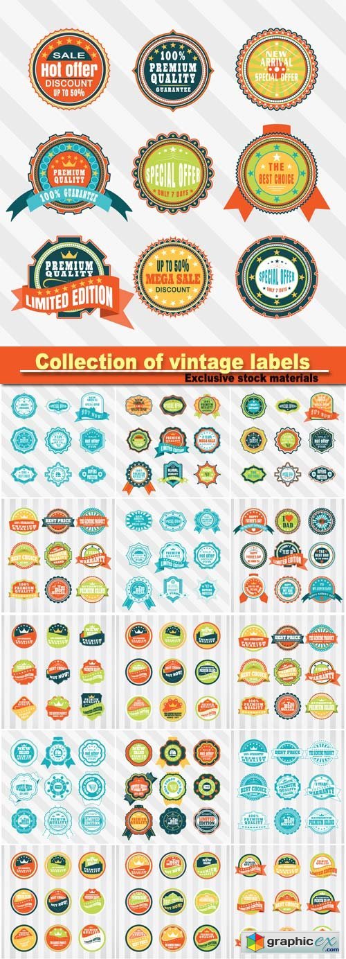 Collection of vintage labels