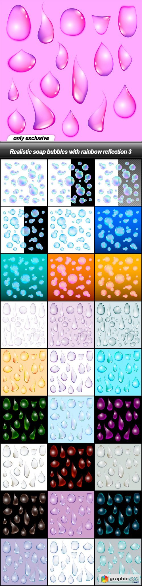 Realistic soap bubbles with rainbow reflection 3 - 28 EPS