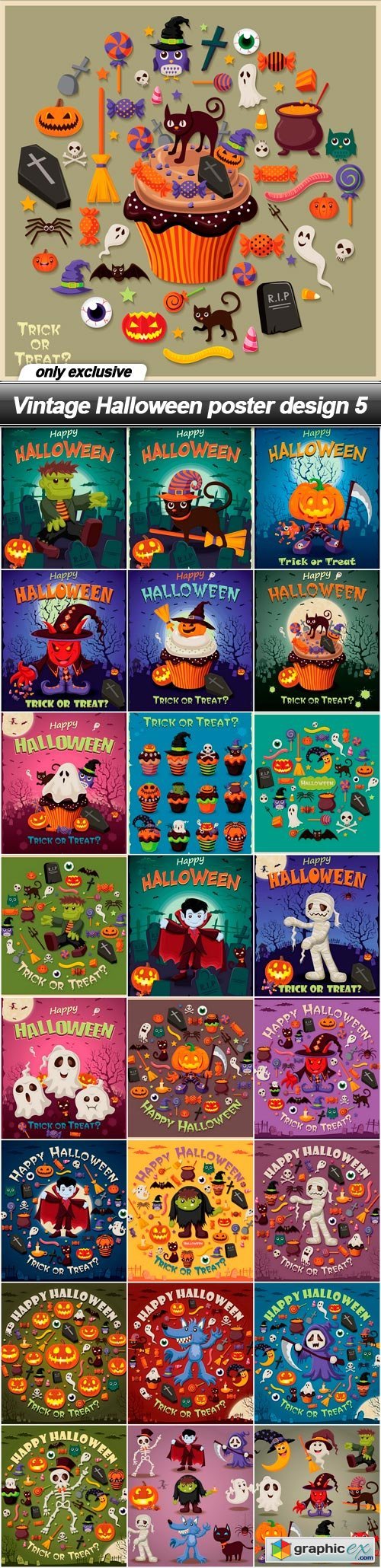 Vintage Halloween poster design 5 - 25 EPS