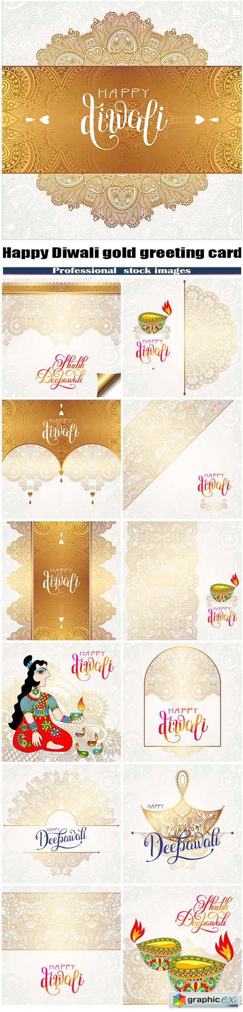 Happy Diwali gold greeting card