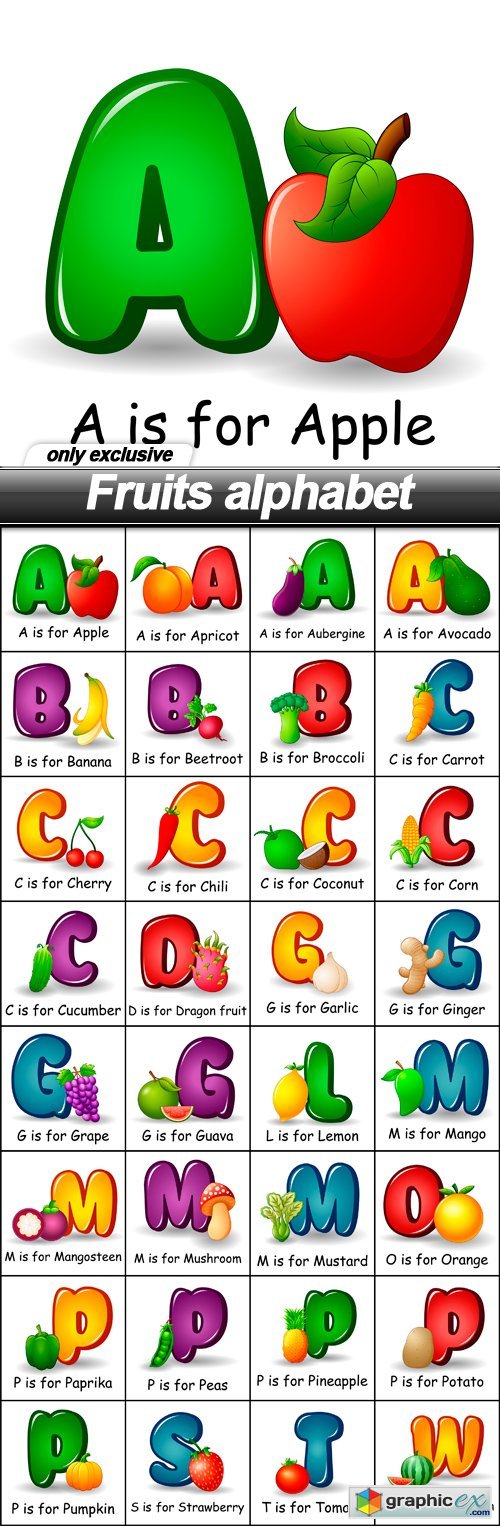 Fruits alphabet - 32 EPS