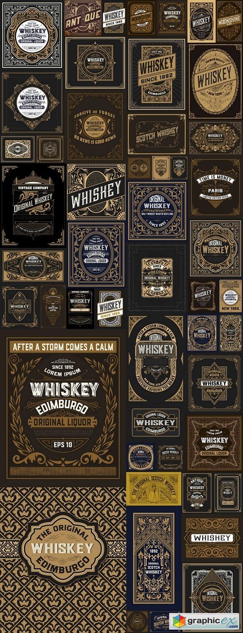old whiskey label with vintage frames 2 rar
