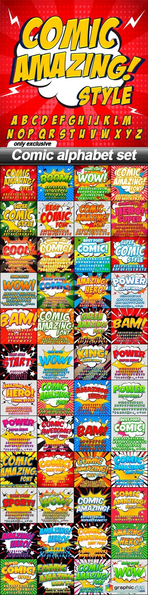 Comic alphabet set - 48 EPS