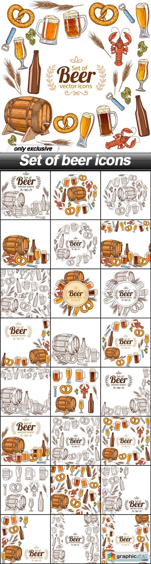 Set of beer icons - 24 EPS