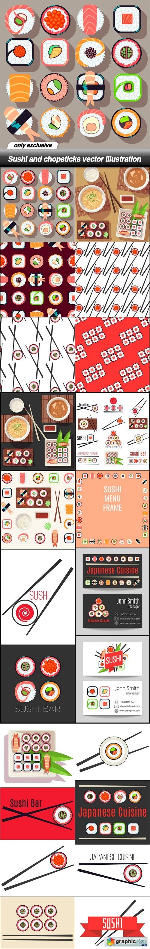 Sushi and chopsticks vector illustration - 22 EPS