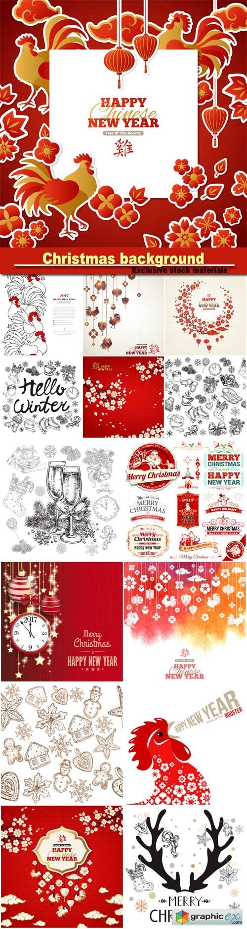 Set of Christmas background and labels