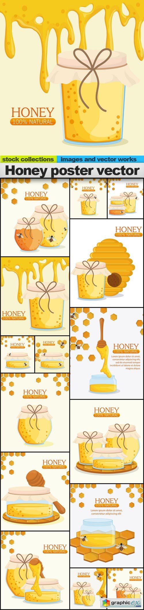 Honey poster vector, 15 x EPS