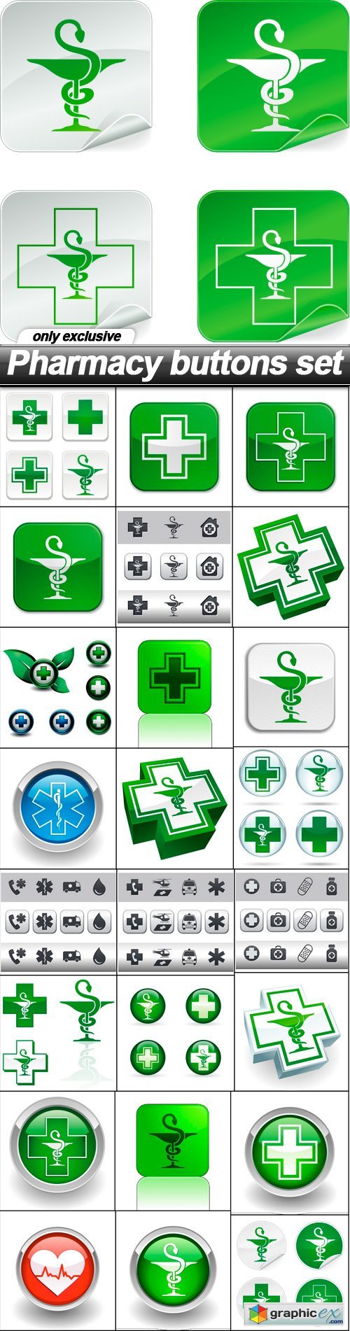 Pharmacy buttons set - 25 EPS