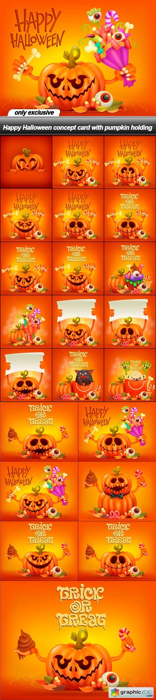 Happy Halloween concept card with pumpkin holding - 22 EPS