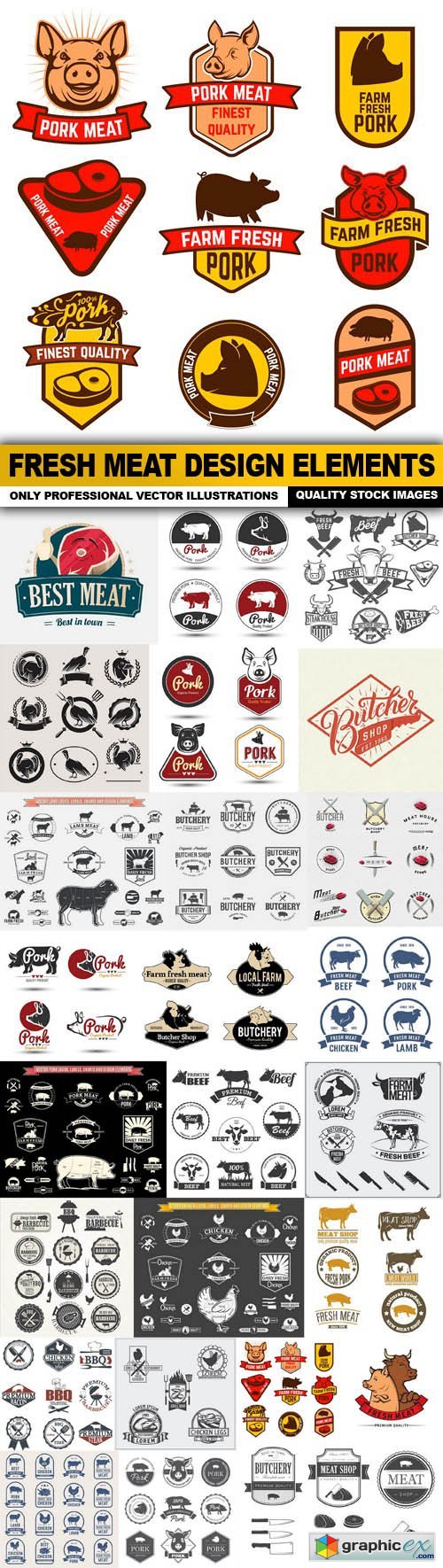 Fresh Meat Design Elements - 25 Vector