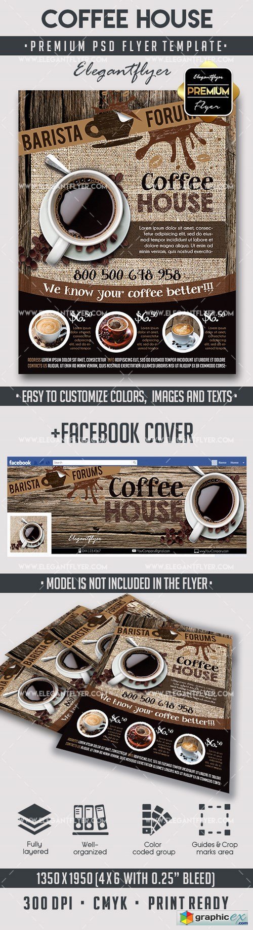 Coffee  Flyer PSD Template + Facebook Cover