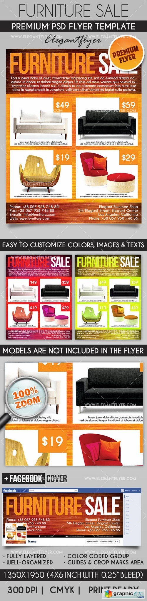 Furniture Sale  Flyer PSD Template + Facebook Cover